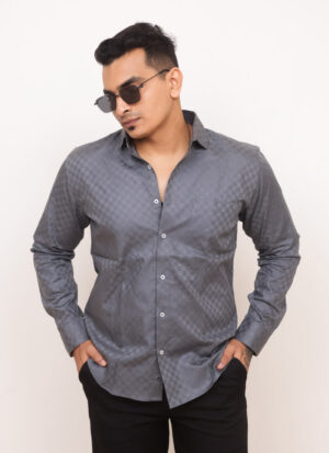 grey checkered shirt men