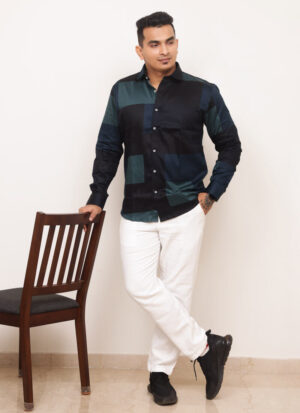 blue block shirt men