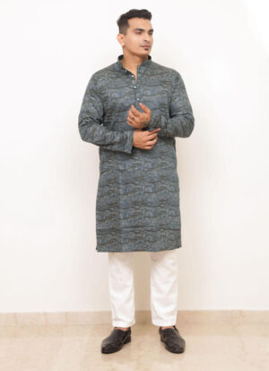 festive kurta sage green men