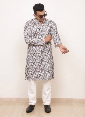 Abstract Brushstroke Kurta