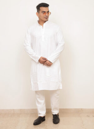 men's white jacquard kurta