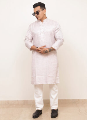 jacquard embossed cotton kurta men