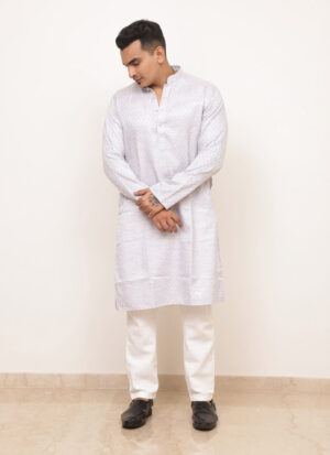 jacquard embossed cotton kurta men