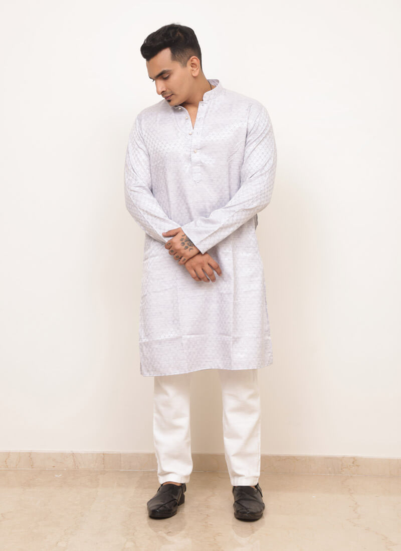 jacquard embossed cotton kurta men