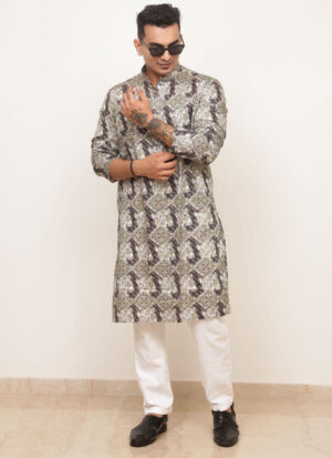 Men’s Light Lilac Cotton Blend Kurta