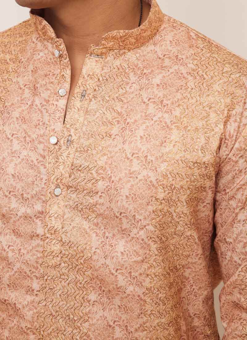 Heritage Print Kurta with Crochet Embroidery - Image 4