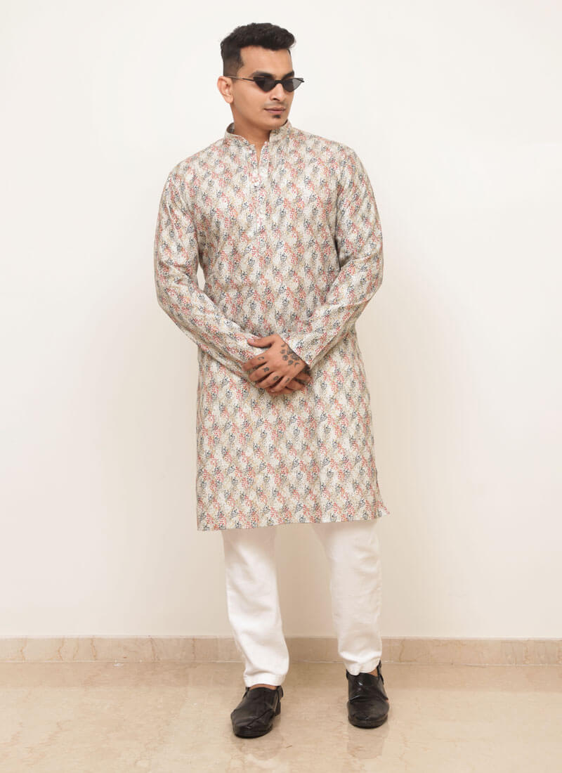 Multicolor Printed Leaf Kurta