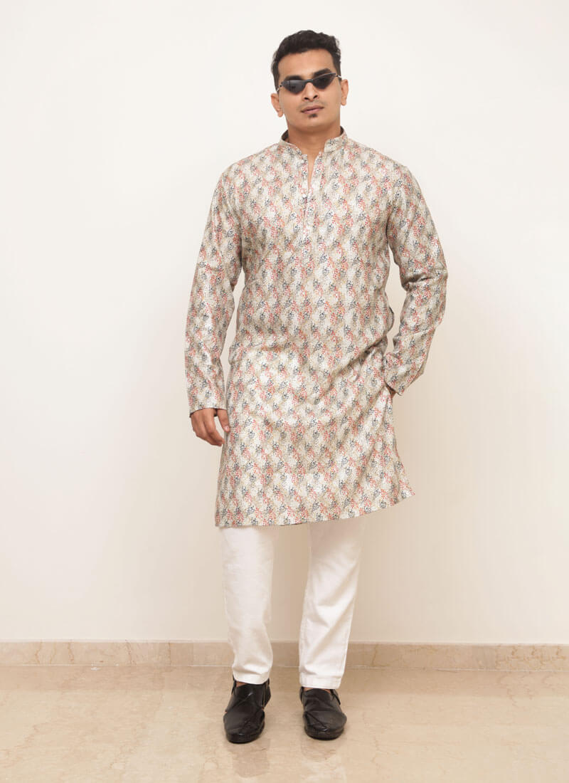 Multicolor Printed Leaf Kurta - Image 2