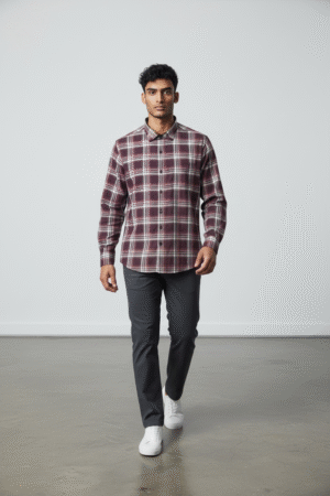 Rushe Classic Check Shirt - Maroon & White Checks
