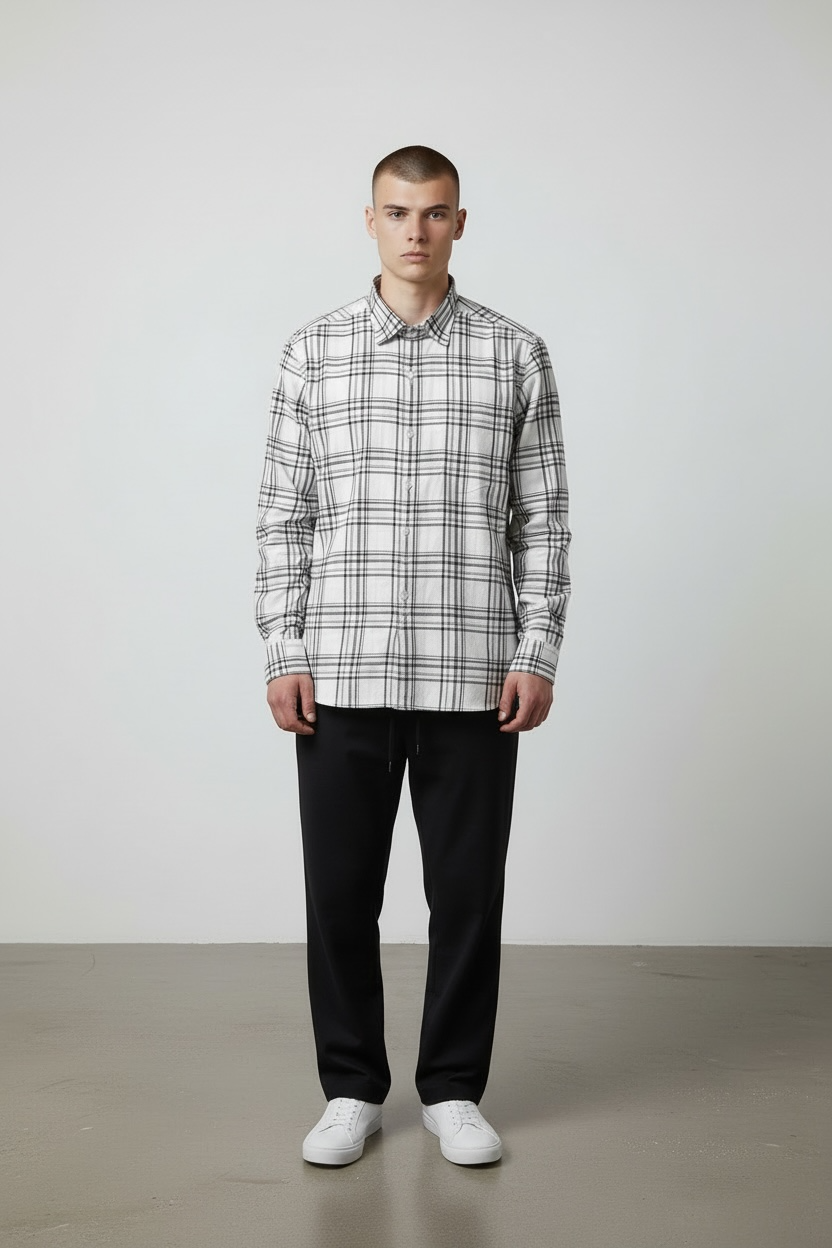 Rushe Classic Check Shirt - White & Black Checks