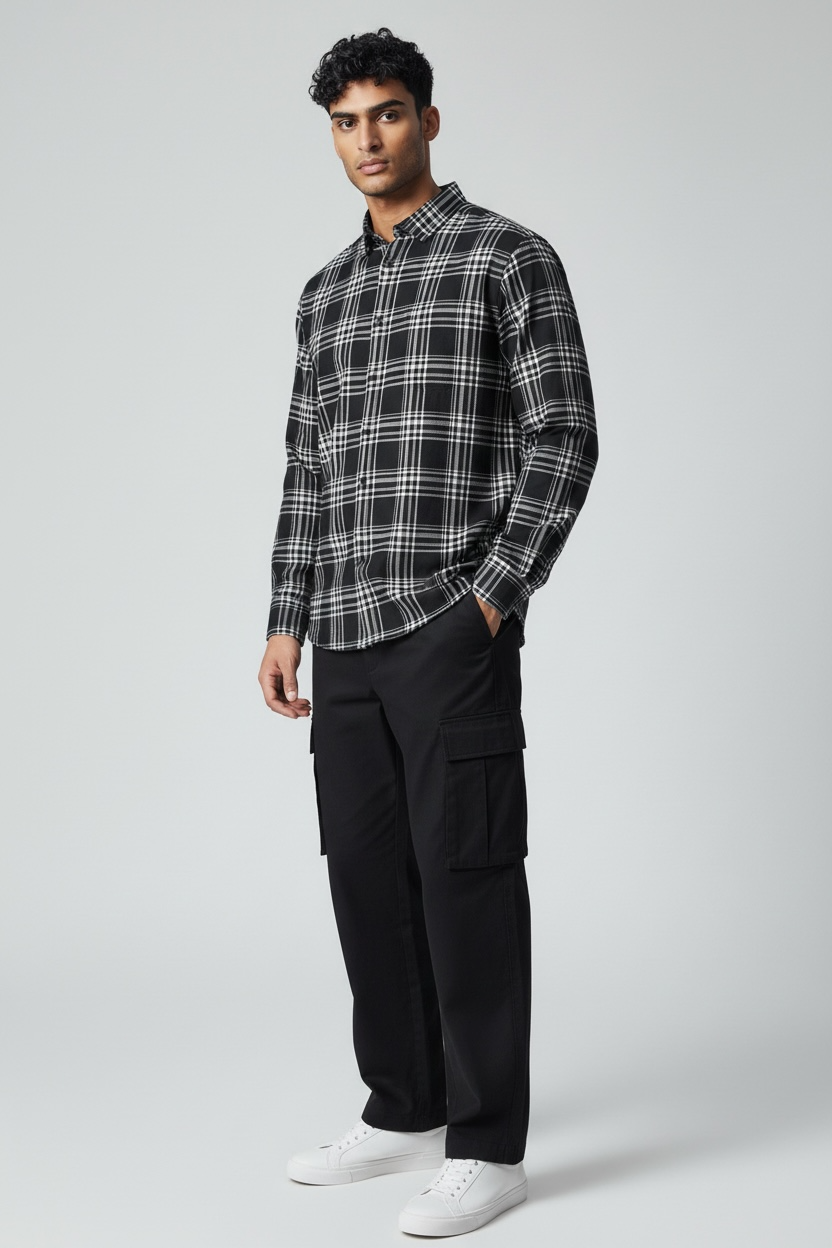 Rushe Classic Check Shirt - Black & White Checks
