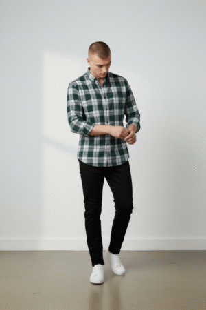 Rushe Classic Check Shirt - Green & White Checks