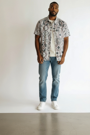 Tribal Essence Shirt - Grey & Pink Multi Print