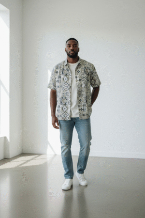 Dessert Mosaic Shirt - Olive Grey Multi Print