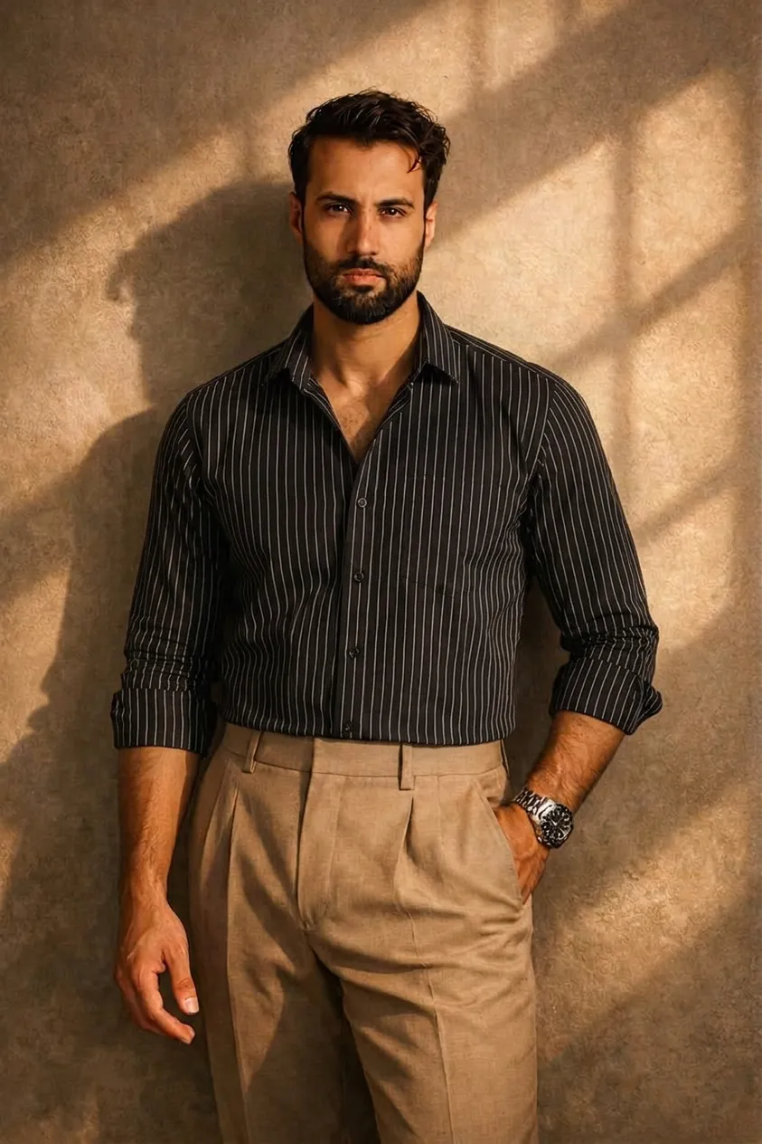 Black Pinstripe Shirt 1