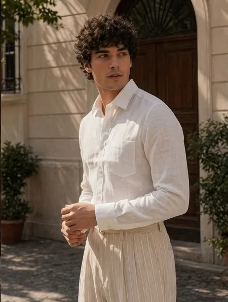Classic White Cotton Slub Shirt 2