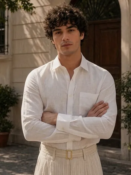 Classic White Cotton Slub Shirt 3