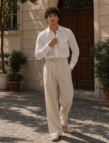 Classic White Cotton Slub Shirt 4