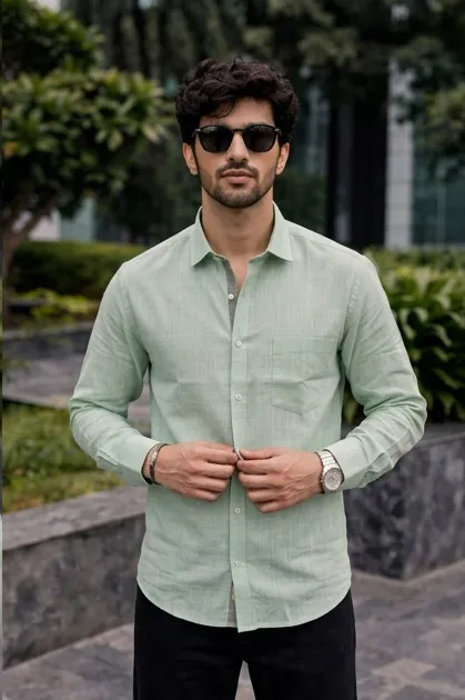 Mint Green Cotton Slub Shirt 2