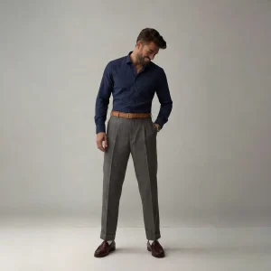 Navy Blue Cotton Slub Shirt 1