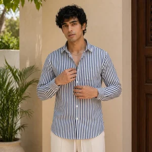 Navy Blue Striped Shirt 1
