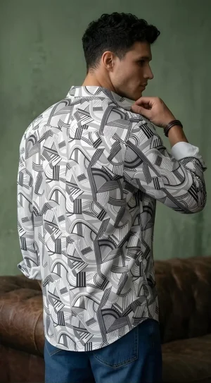 Rushe Monochrome Maze Printed Shirt 1