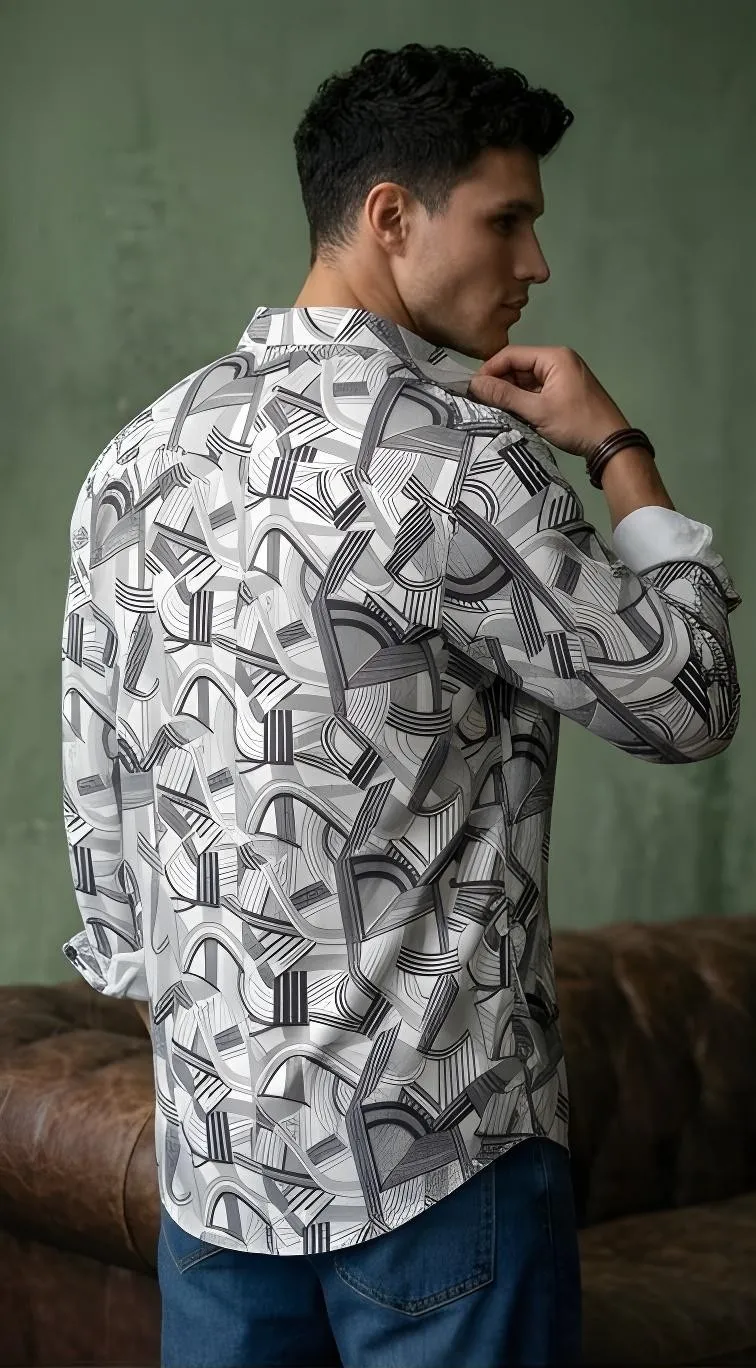 Rushe Monochrome Maze Printed Shirt 1