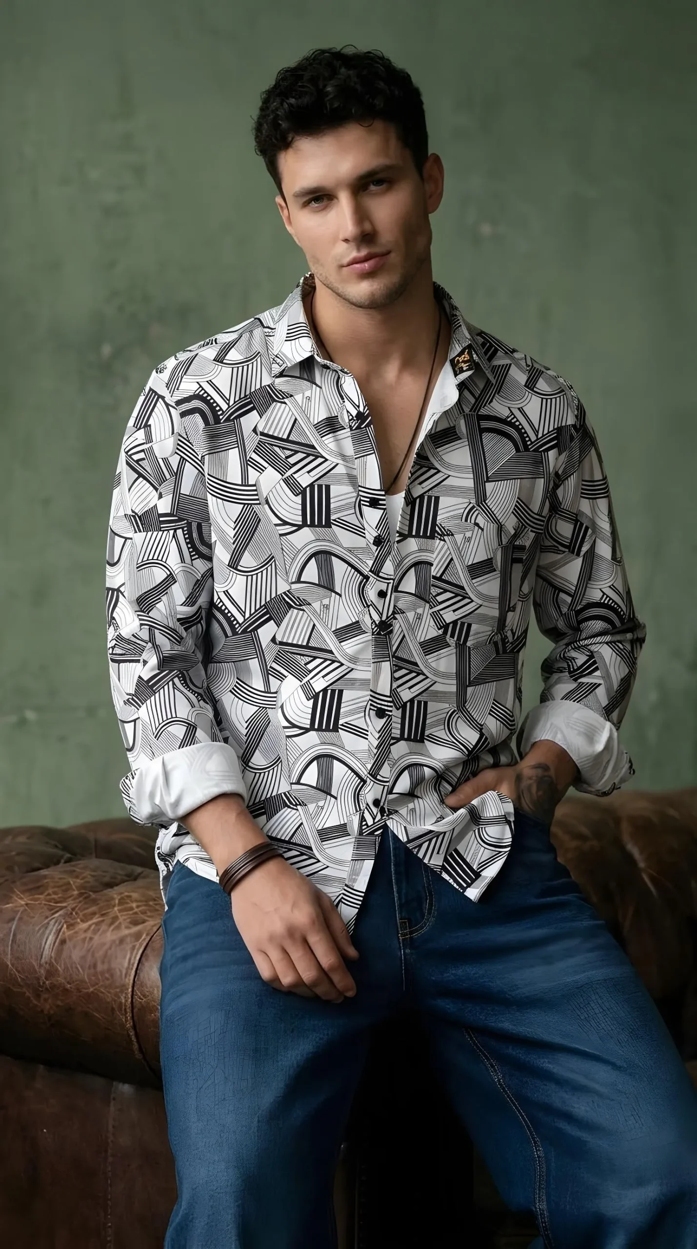 Monochrome Maze Printed Shirt - Image 3