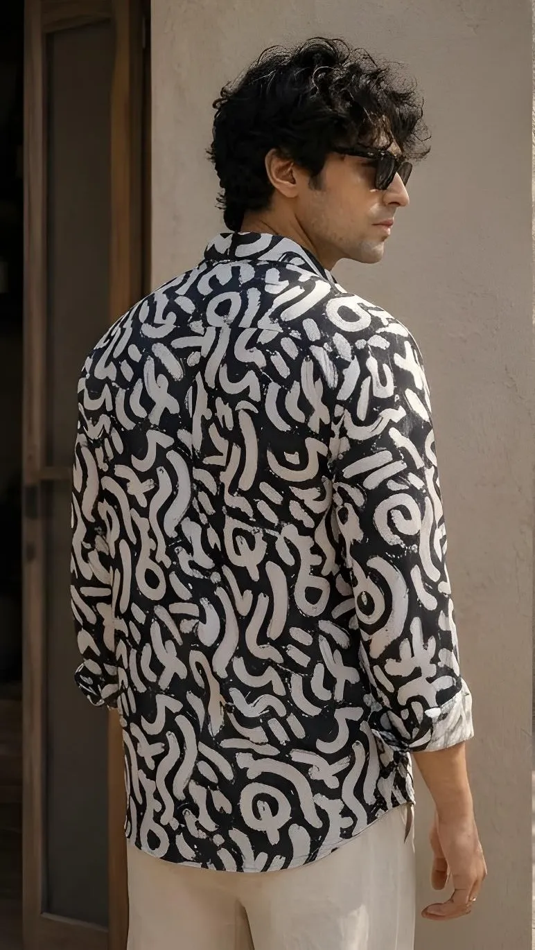 Rushe Monochrome Wave Printed Shirt 1