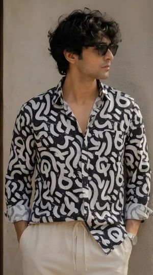 Rushe Monochrome Wave Printed Shirt 4