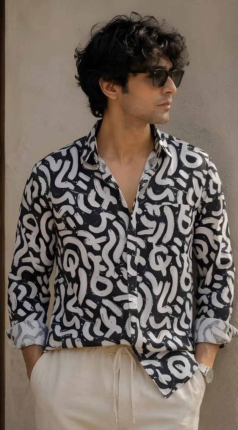 Rushe Monochrome Wave Printed Shirt 4