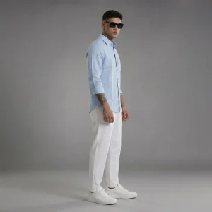 Sky Blue Cotton Slub Shirt 1
