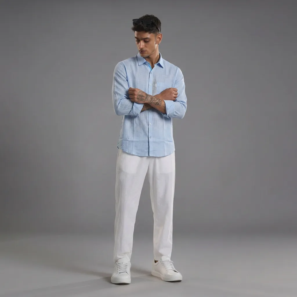 Sky Blue Cotton Slub Shirt 3