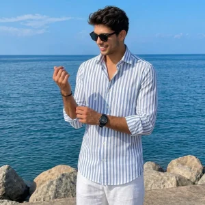 Sky Blue Striped Shirt 1