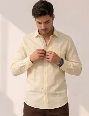 Yellow Cotton Slub Shirt 1