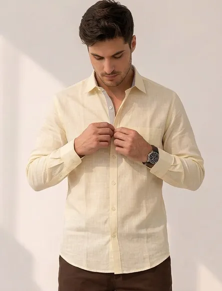 Yellow Cotton Slub Shirt 1