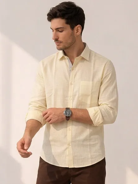 Yellow Cotton Slub Shirt 2