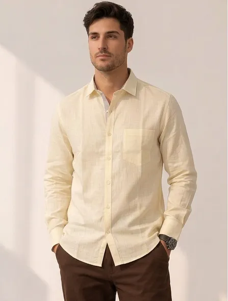 Yellow Cotton Slub Shirt 3