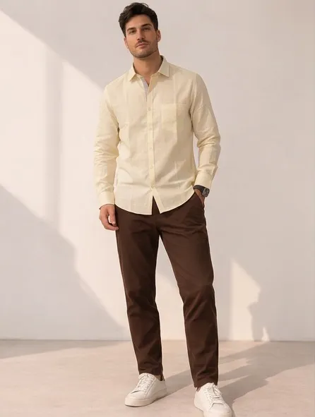 Yellow Cotton Slub Shirt 4